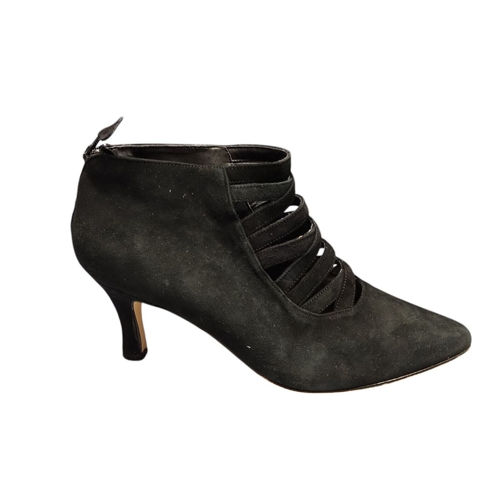 Jasmine Pump Heel Womens Size 7 Black Fine Leather Pointed Toe Back Zipper
